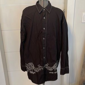 Brooklyn Xpress Black long sleeve shirt with white stitching detail SzXL